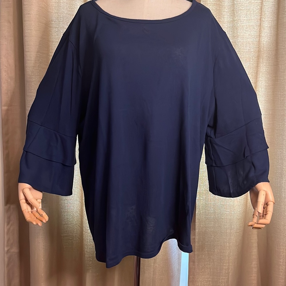 Terra & Sky Navy Blue Light Weight Knit Sweater Womens Plus 3X (24W/26W)